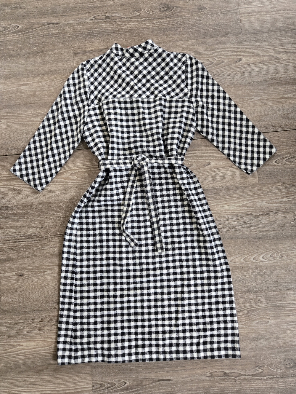 VTG Leslie Belle Canada Gingham Plaid Mock Neck Dress Mod Cottagecore 13/14 - Picture 7 of 9